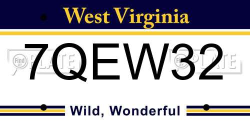 7QEW32 West Virginia License Plate