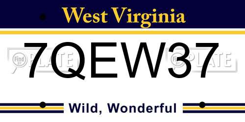 7QEW37 West Virginia License Plate