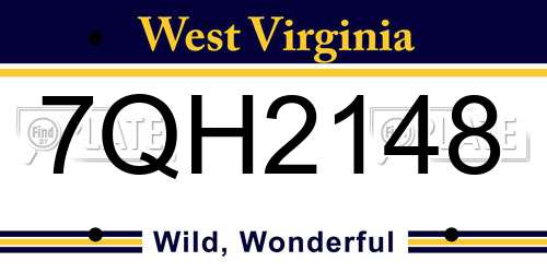 7QH2148 West Virginia License Plate