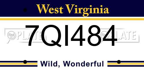 7QI484 West Virginia License Plate
