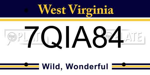 7QIA84 West Virginia License Plate