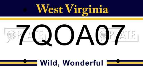 7QOA07 West Virginia License Plate