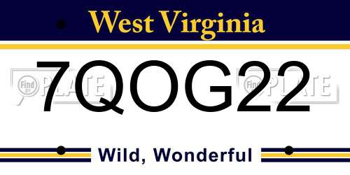 7QOG22 West Virginia License Plate