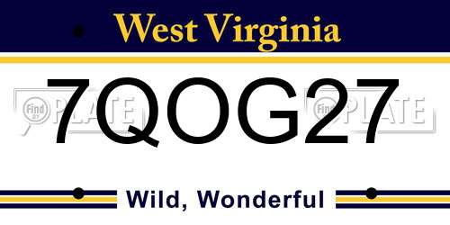 7QOG27 West Virginia License Plate