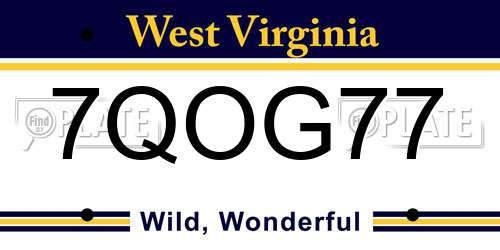 7QOG77 West Virginia License Plate