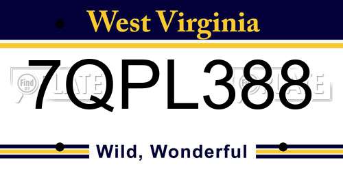 7QPL388 West Virginia License Plate