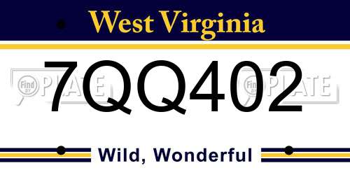 7QQ402 West Virginia License Plate