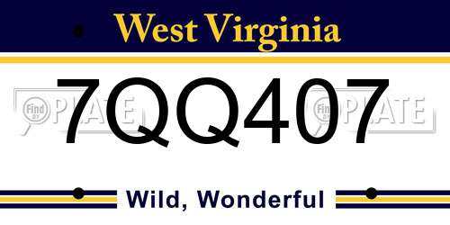 7QQ407 West Virginia License Plate