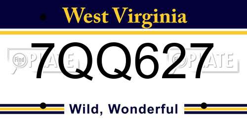 7QQ627 West Virginia License Plate