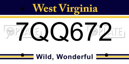 7QQ672 West Virginia License Plate