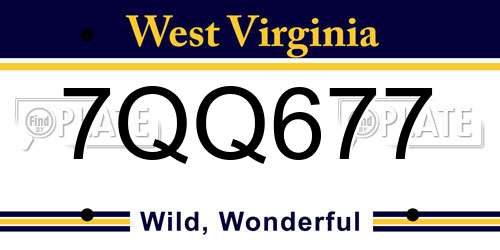 7QQ677 West Virginia License Plate