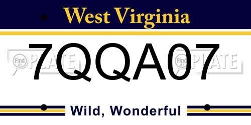 7QQA07 West Virginia License Plate