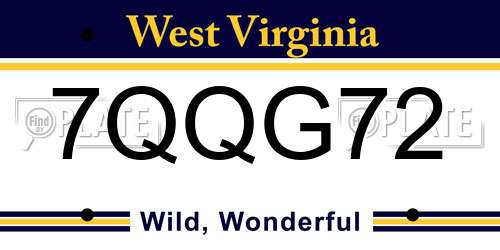 7QQG72 West Virginia License Plate