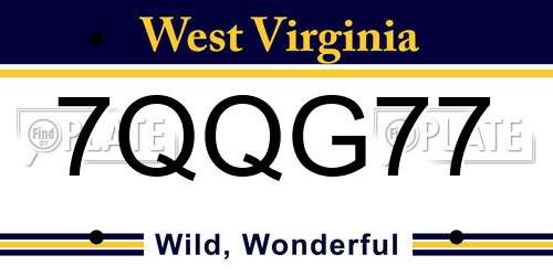 7QQG77 West Virginia License Plate