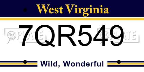 7QR549 West Virginia License Plate