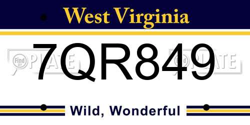 7QR849 West Virginia License Plate