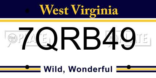 7QRB49 West Virginia License Plate