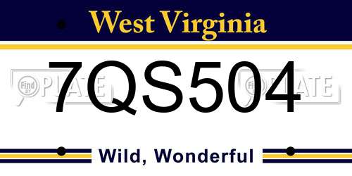 7QS504 West Virginia License Plate