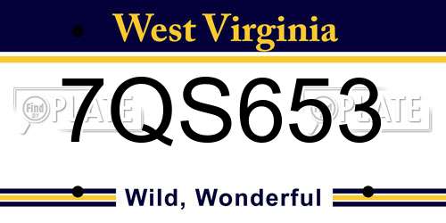 7QS653 West Virginia License Plate