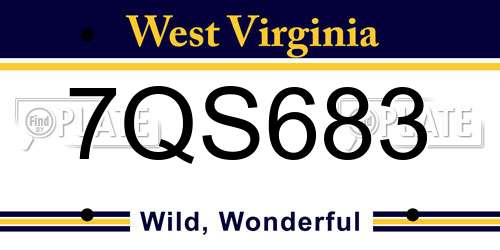 7QS683 West Virginia License Plate