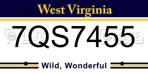 7QS7455 West Virginia License Plate