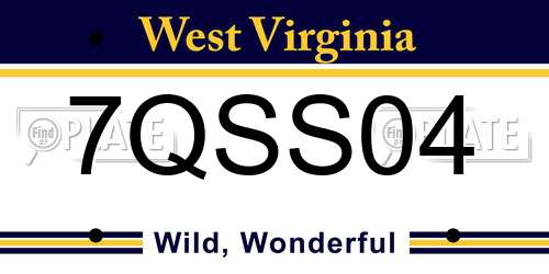 7QSS04 West Virginia License Plate