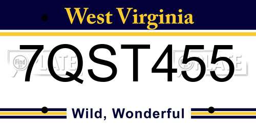 7QST455 West Virginia License Plate