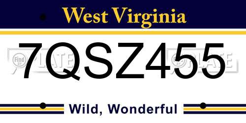 7QSZ455 West Virginia License Plate