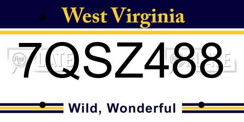 7QSZ488 West Virginia License Plate