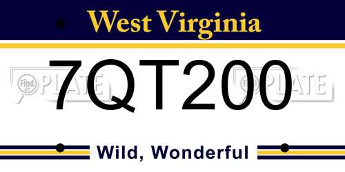 7QT200 West Virginia License Plate