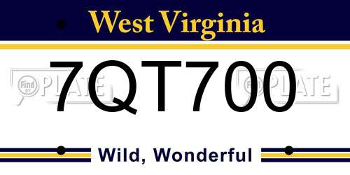 7QT700 West Virginia License Plate