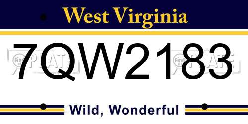 7QW2183 West Virginia License Plate