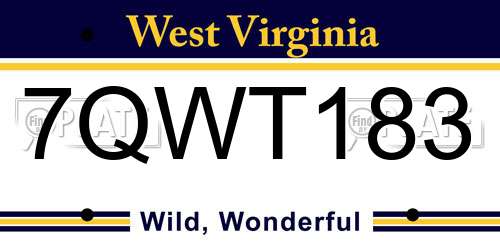 7QWT183 West Virginia License Plate