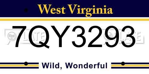7QY3293 West Virginia License Plate