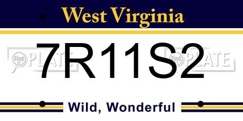 7R11S2 West Virginia License Plate