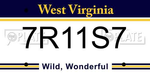 7R11S7 West Virginia License Plate