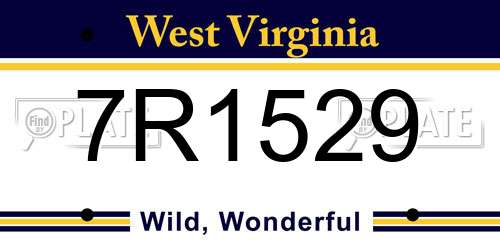7R1529 West Virginia License Plate