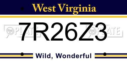 7R26Z3 West Virginia License Plate