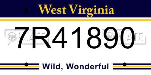 7R41890 West Virginia License Plate