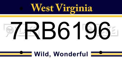7RB6196 West Virginia License Plate