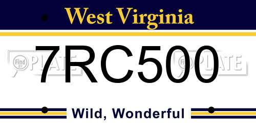 7RC500 West Virginia License Plate