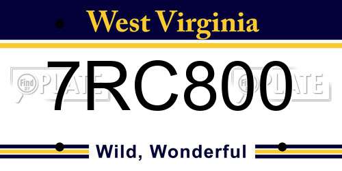 7RC800 West Virginia License Plate