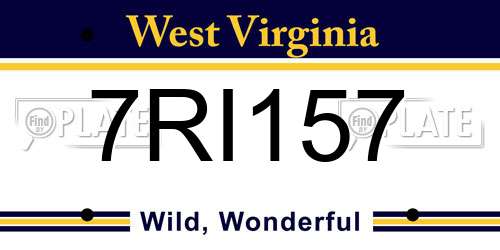7RI157 West Virginia License Plate