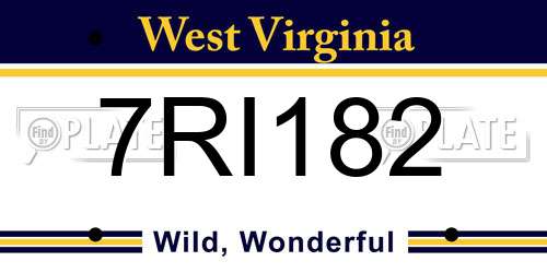 7RI182 West Virginia License Plate