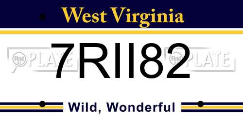 7RII82 West Virginia License Plate