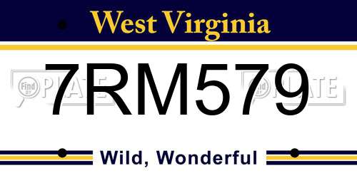 7RM579 West Virginia License Plate