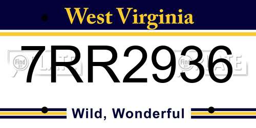 7RR2936 West Virginia License Plate