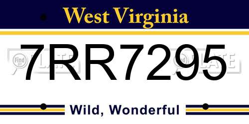 7RR7295 West Virginia License Plate