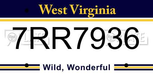 7RR7936 West Virginia License Plate