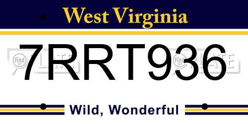 7RRT936 West Virginia License Plate
